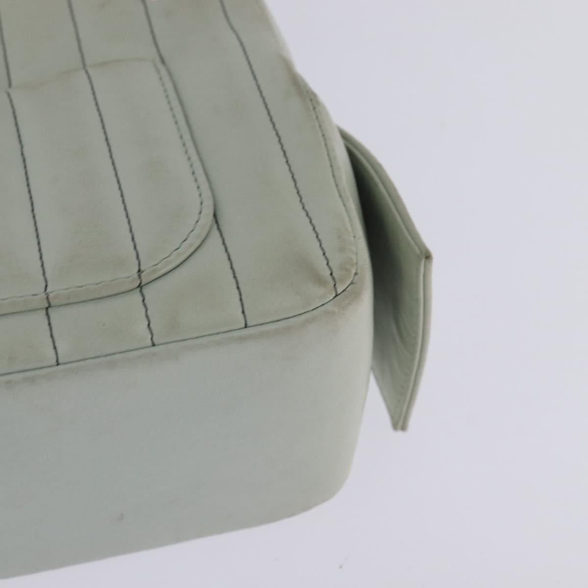 CHANEL Mademoiselle Chain Shoulder Bag Leather Silver Light green CC Auth 143605