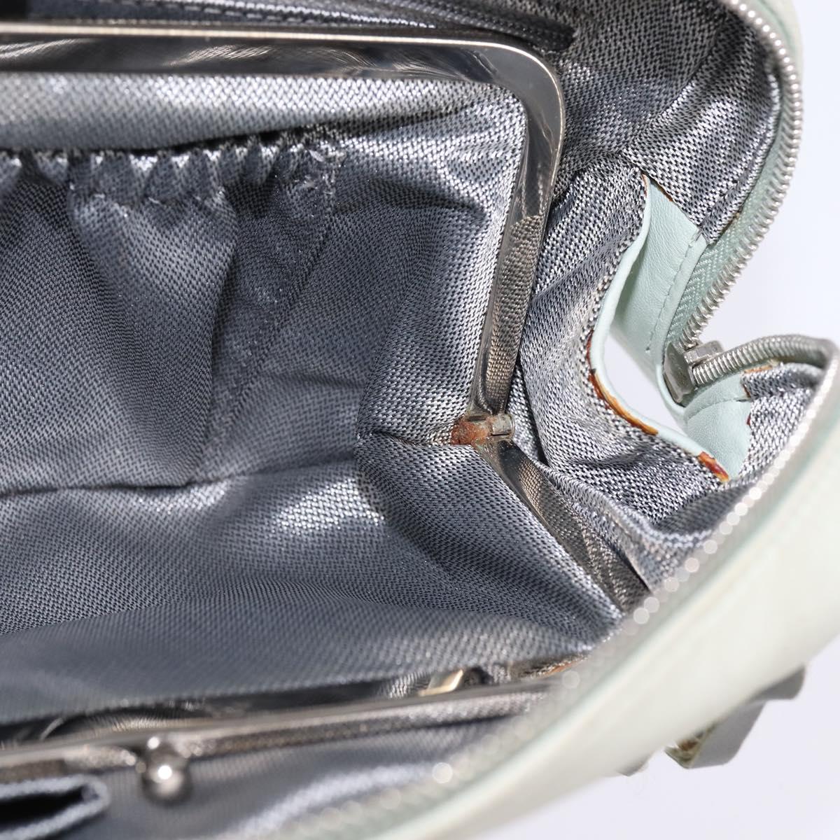 CHANEL Mademoiselle Chain Shoulder Bag Leather Silver Light green CC Auth 143605