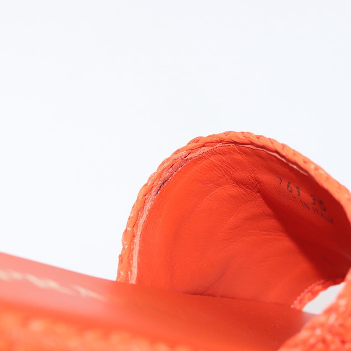 PRADA Flat Form Sandals Raffia Orange Auth 143606