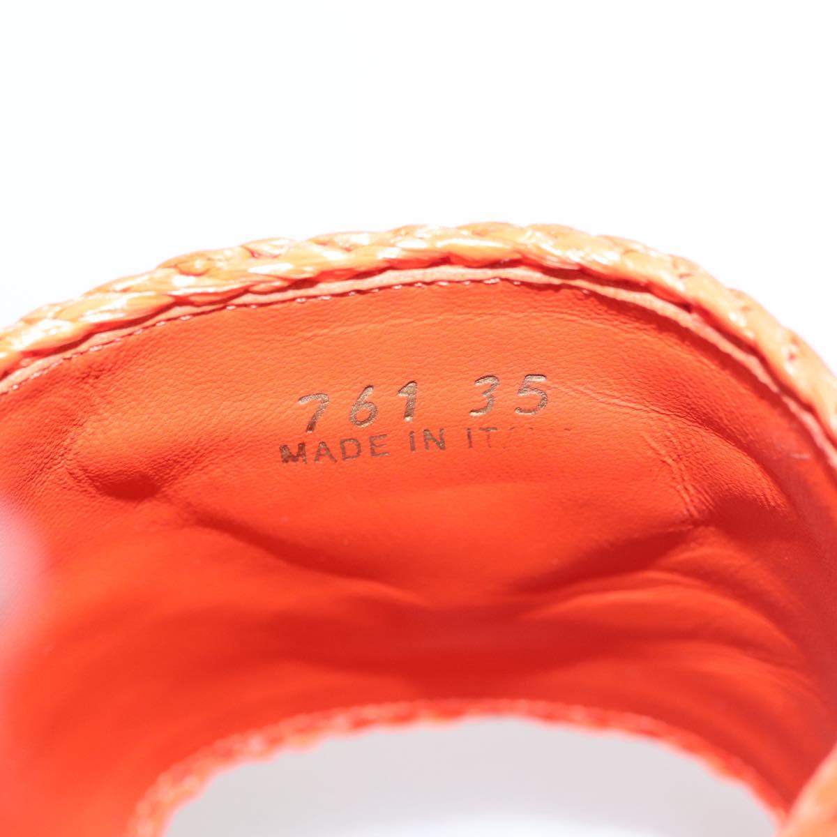 PRADA Flat Form Sandals Raffia Orange Auth 143606