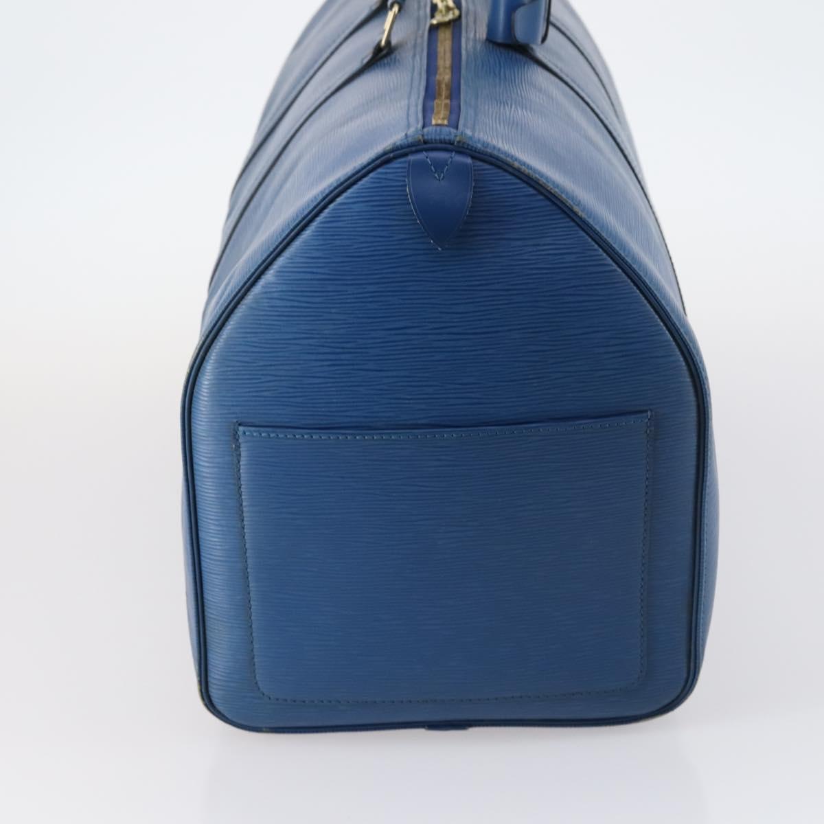 LOUIS VUITTON Epi Keepall 50 Boston Bag Blue M42965 LV Auth 143630