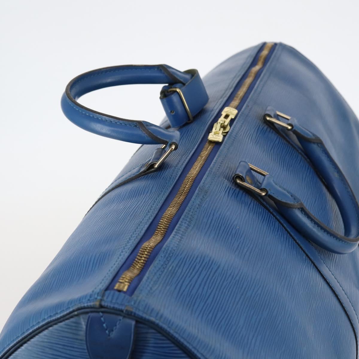 LOUIS VUITTON Epi Keepall 50 Boston Bag Blue M42965 LV Auth 143630