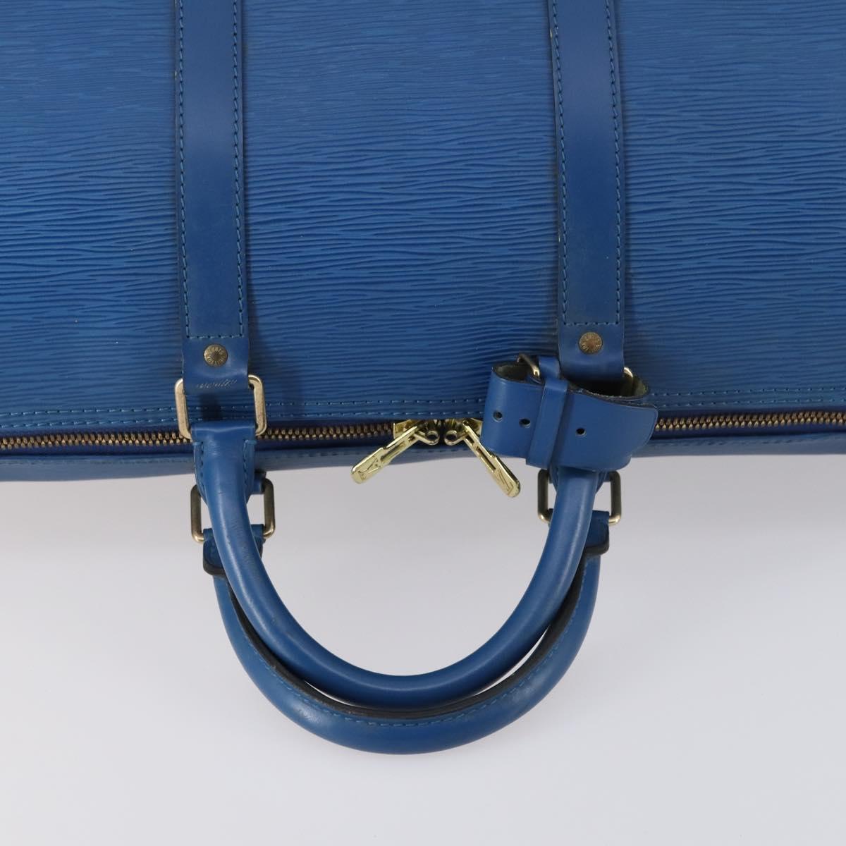 LOUIS VUITTON Epi Keepall 50 Boston Bag Blue M42965 LV Auth 143630
