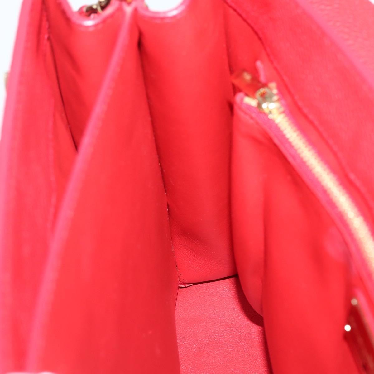 Salvatore Ferragamo Gancini Hand Bag Leather 2way Red Gold Auth 143649V