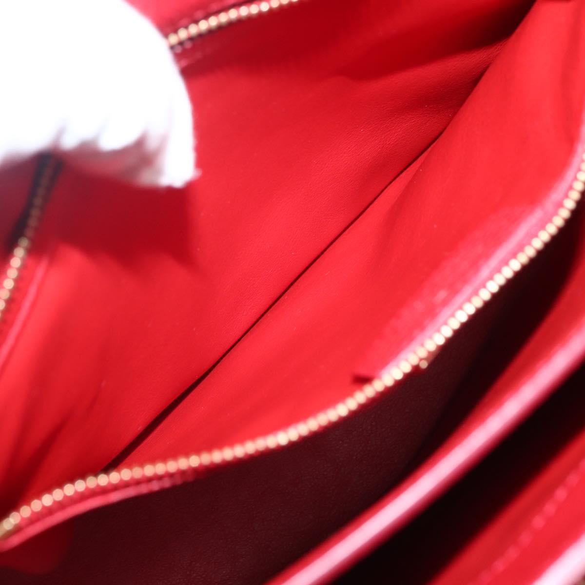 Salvatore Ferragamo Gancini Hand Bag Leather 2way Red Gold Auth 143649V