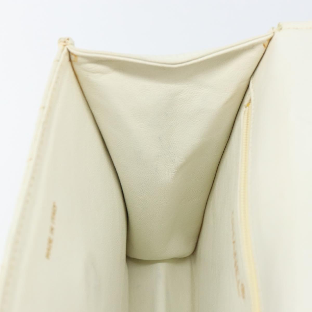 CHANEL V Stitch Shoulder Bag Lamb Skin White Gold CC Auth 143656