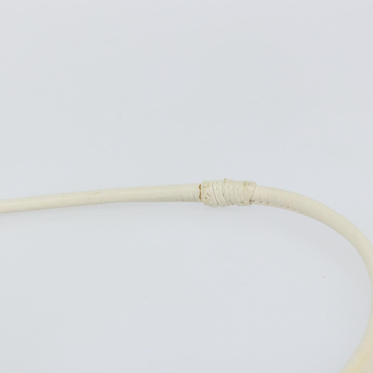 CHANEL V Stitch Shoulder Bag Lamb Skin White Gold CC Auth 143656