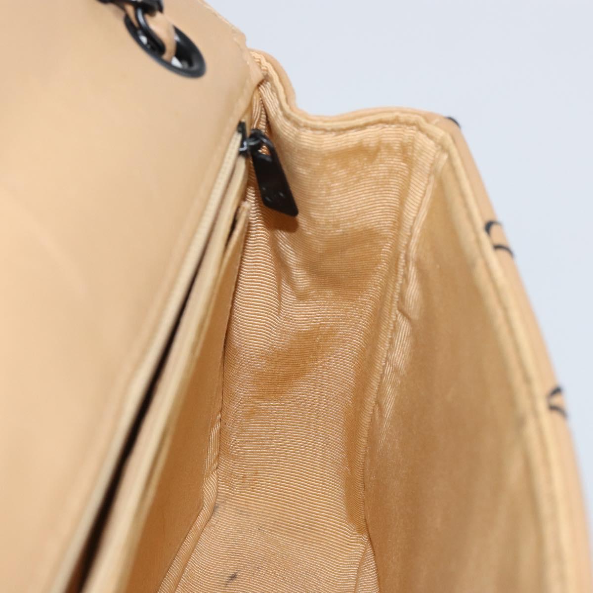 CHANEL Wild Stitch Chain Shoulder Bag Leather Beige CC Auth 143657