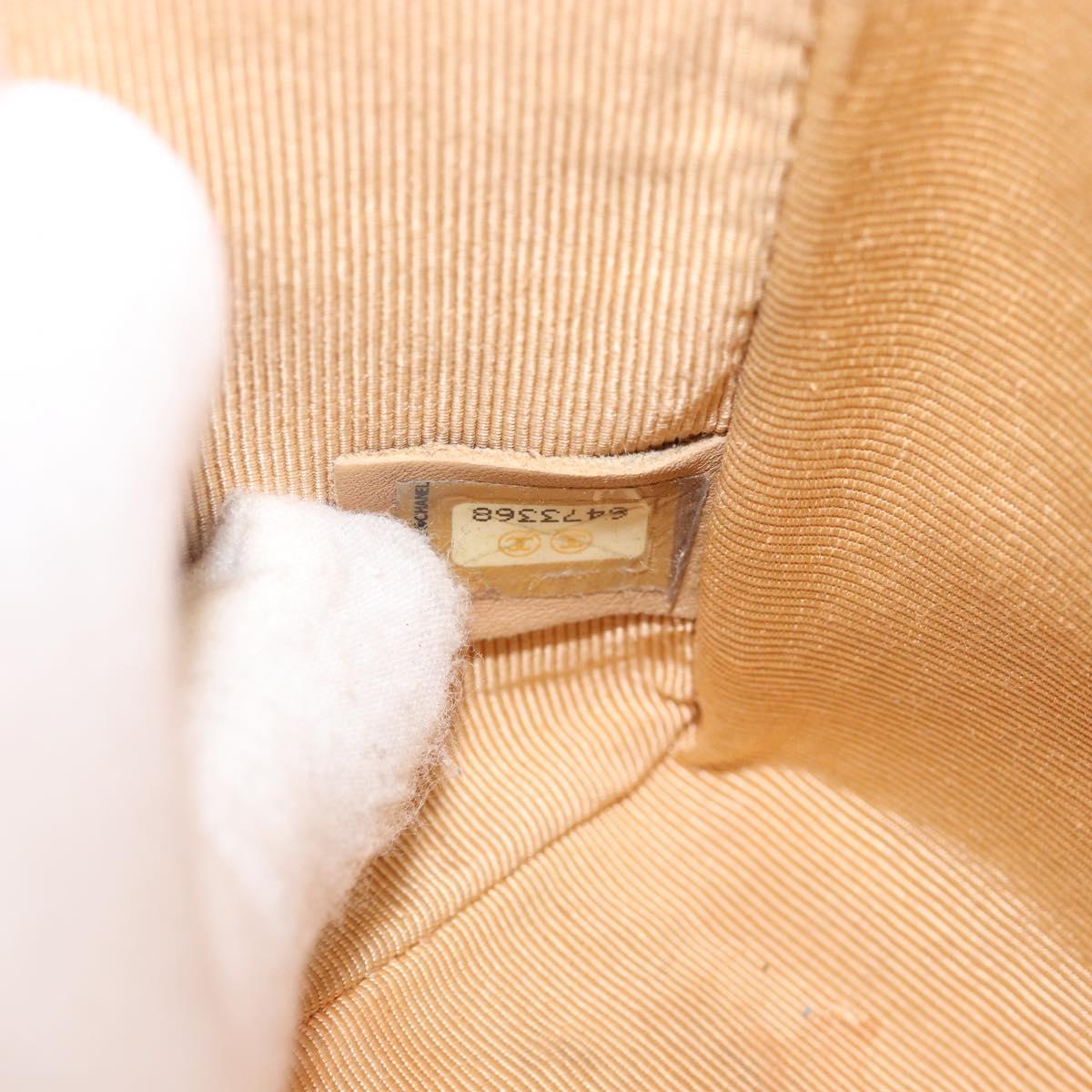 CHANEL Wild Stitch Chain Shoulder Bag Leather Beige CC Auth 143657