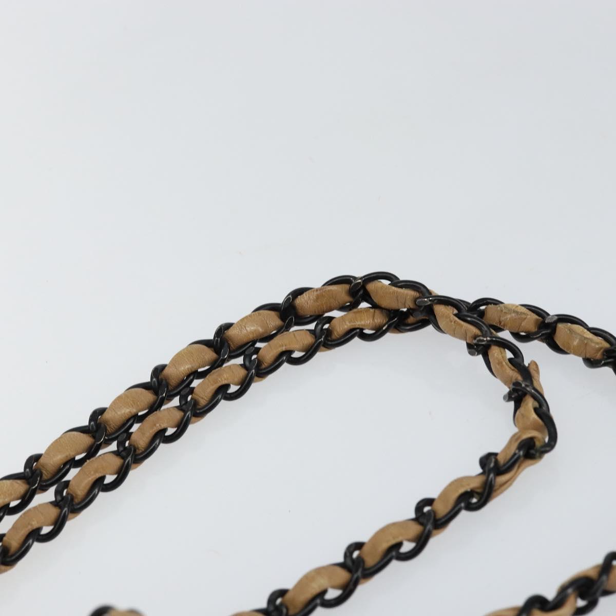 CHANEL Wild Stitch Chain Shoulder Bag Leather Beige CC Auth 143657