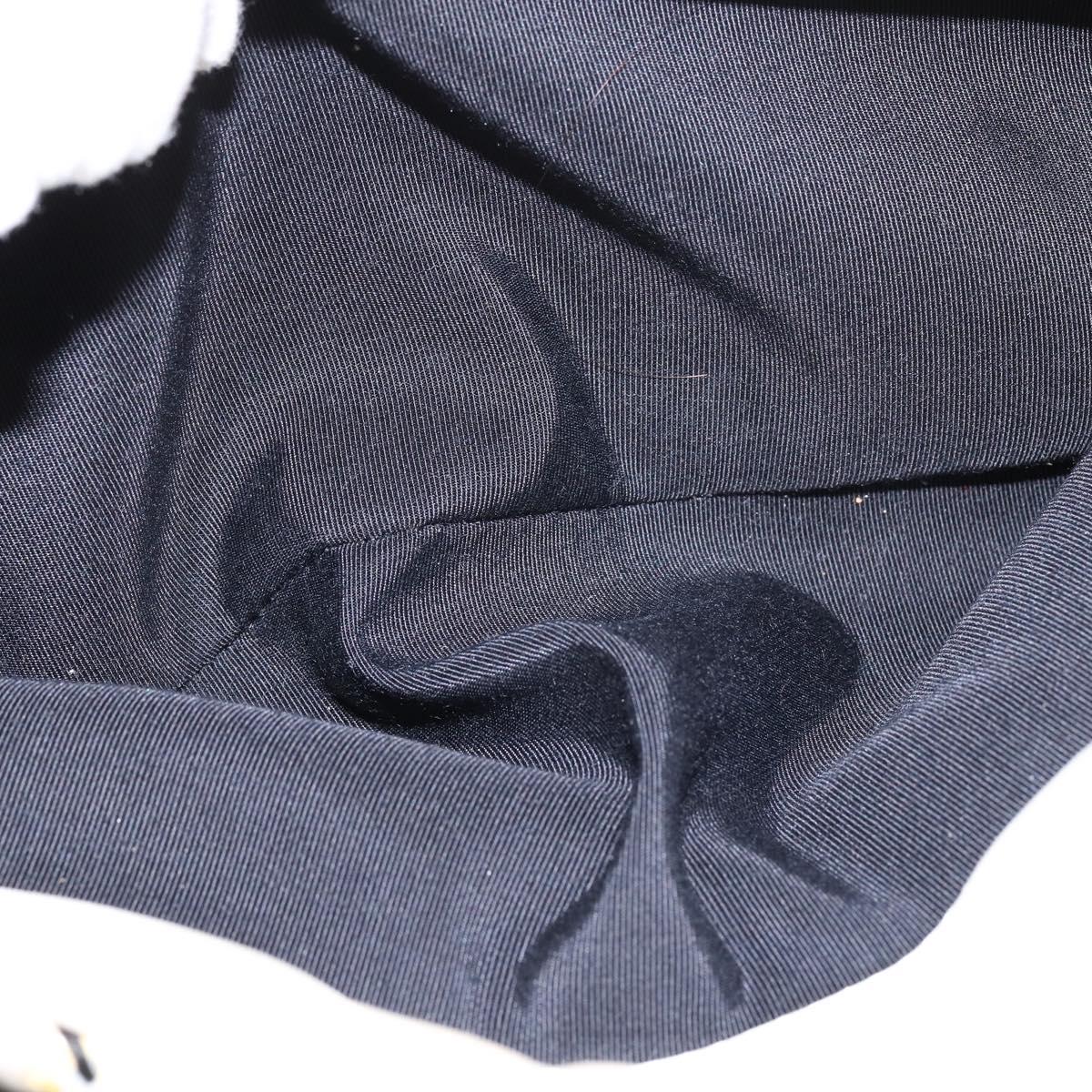 CHANEL Chain Shoulder Bag Enamel Cream Silver CC Auth 143658