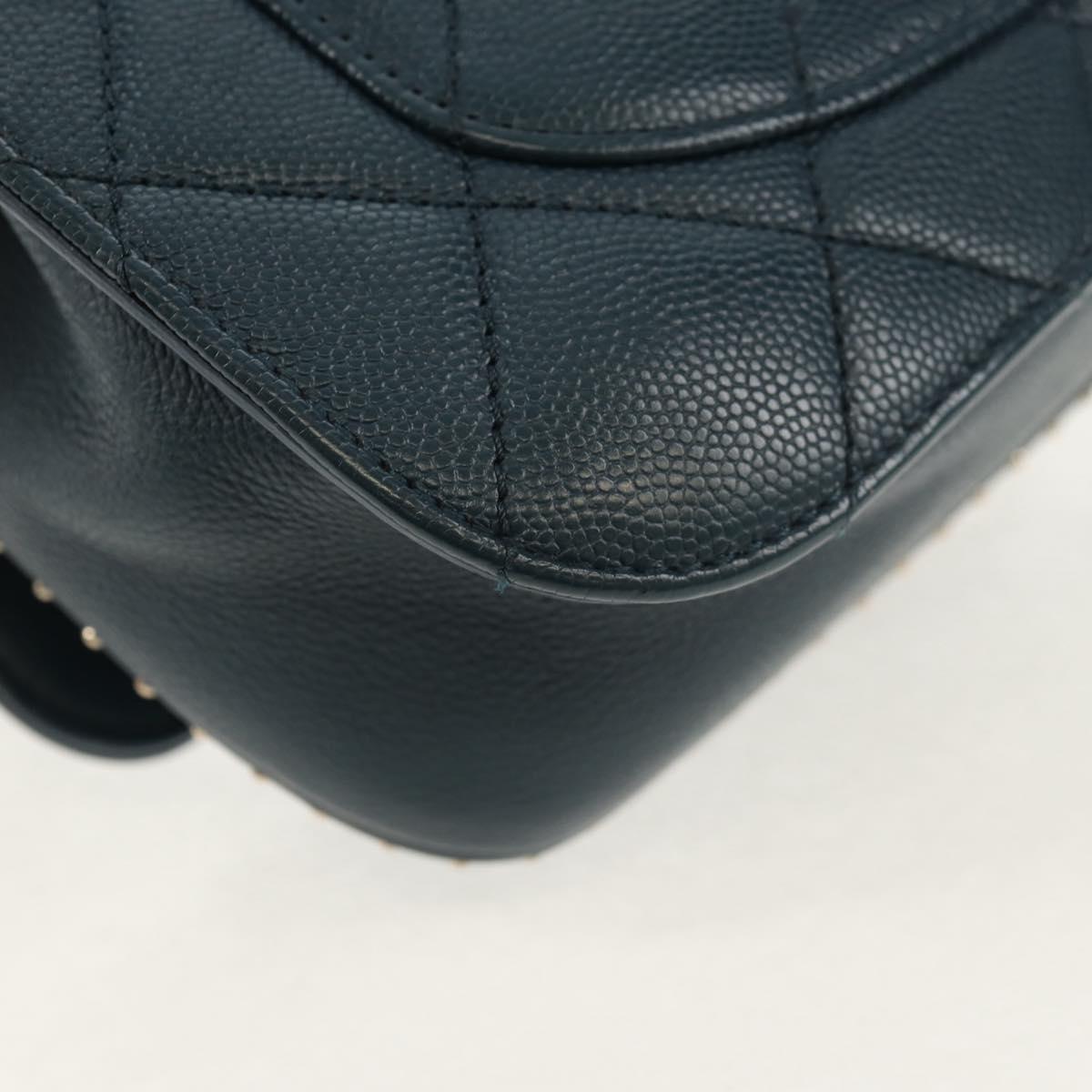 CHANEL Matelasse 20 Chain Shoulder Bag Caviar Skin Blue Gold CC Auth 143659AM