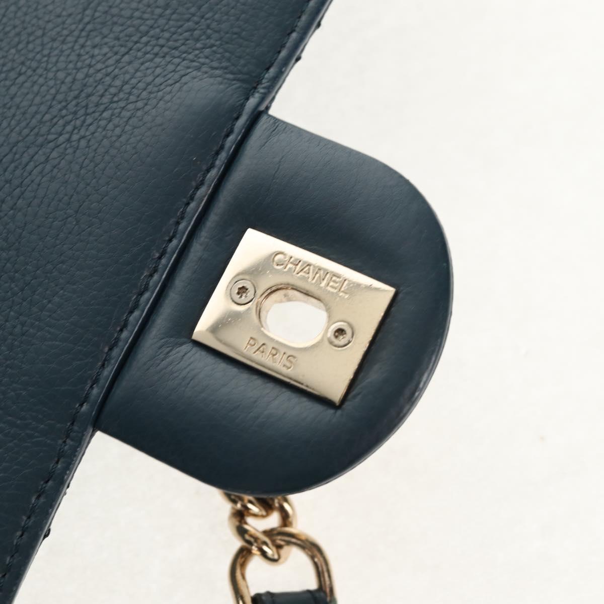 CHANEL Matelasse 20 Chain Shoulder Bag Caviar Skin Blue Gold CC Auth 143659AM