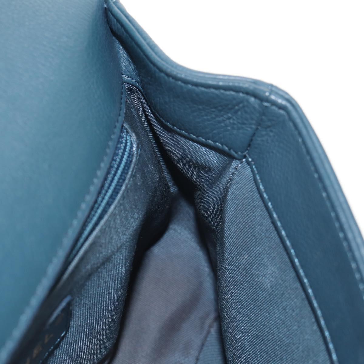 CHANEL Matelasse 20 Chain Shoulder Bag Caviar Skin Blue Gold CC Auth 143659AM