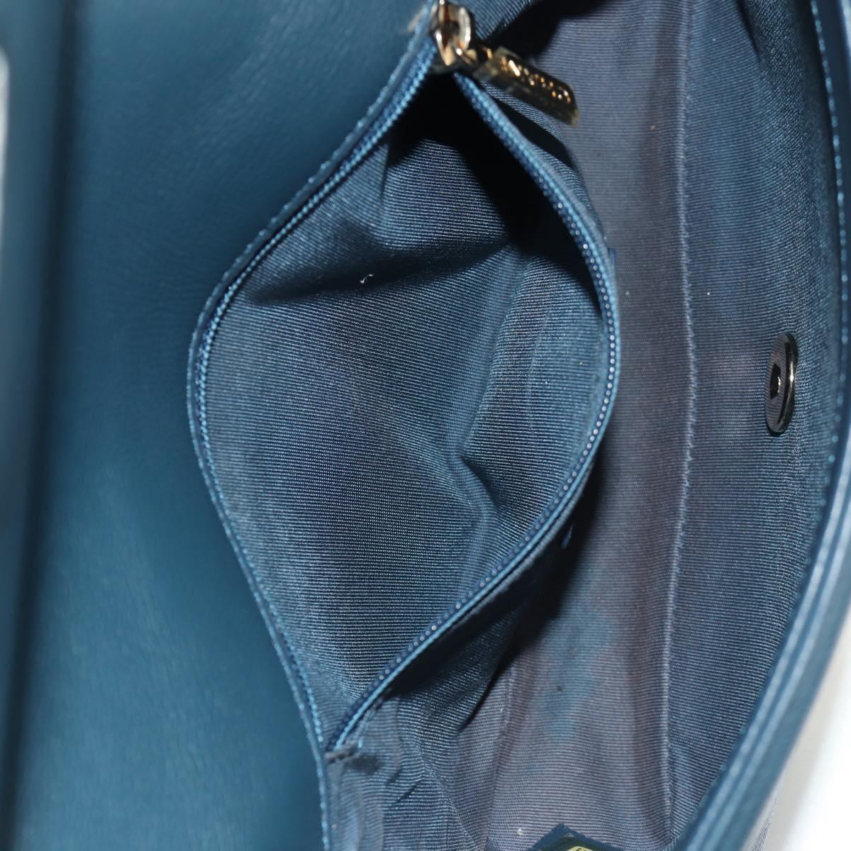 CHANEL Matelasse 20 Chain Shoulder Bag Caviar Skin Blue Gold CC Auth 143659AM