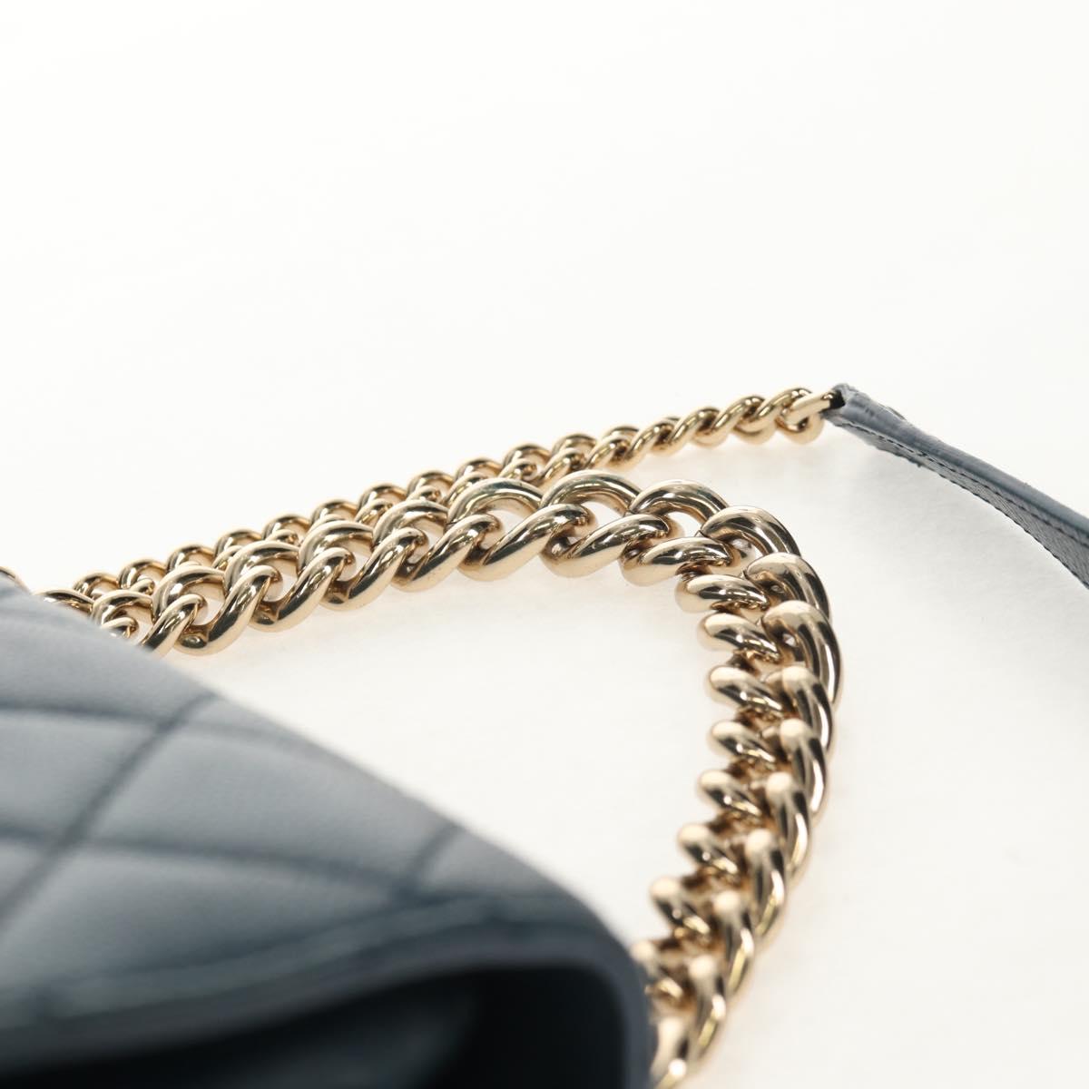 CHANEL Matelasse 20 Chain Shoulder Bag Caviar Skin Blue Gold CC Auth 143659AM