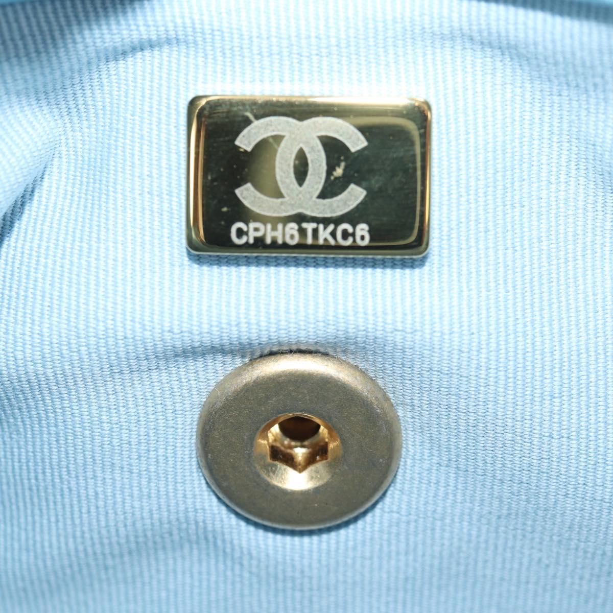 CHANEL Matelasse Chain Shoulder Bag Lamb Skin Light Blue Gold CC Auth 143660SAM