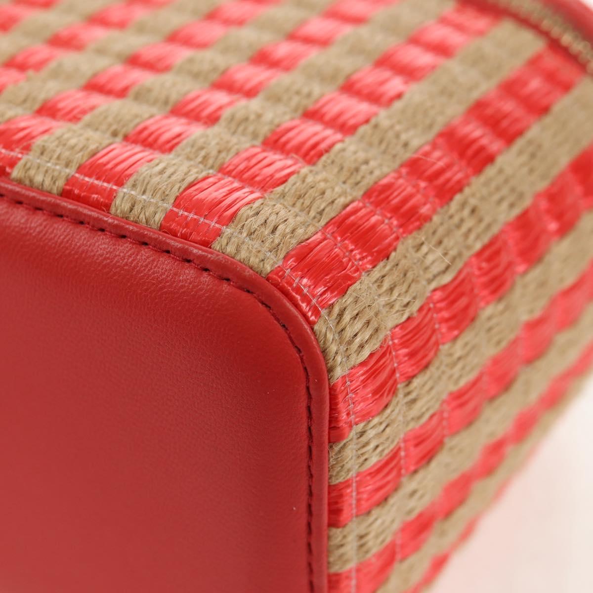 CHANEL Chain Shoulder Bag Raffia Beige Gold CC Auth 143661SAM