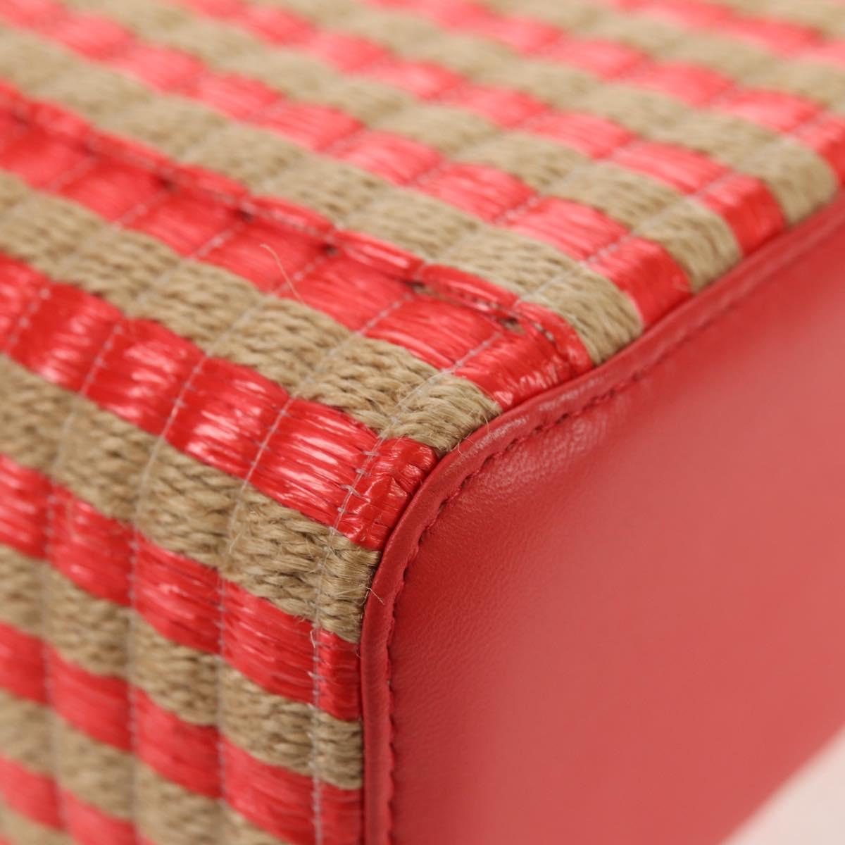 CHANEL Chain Shoulder Bag Raffia Beige Gold CC Auth 143661SAM