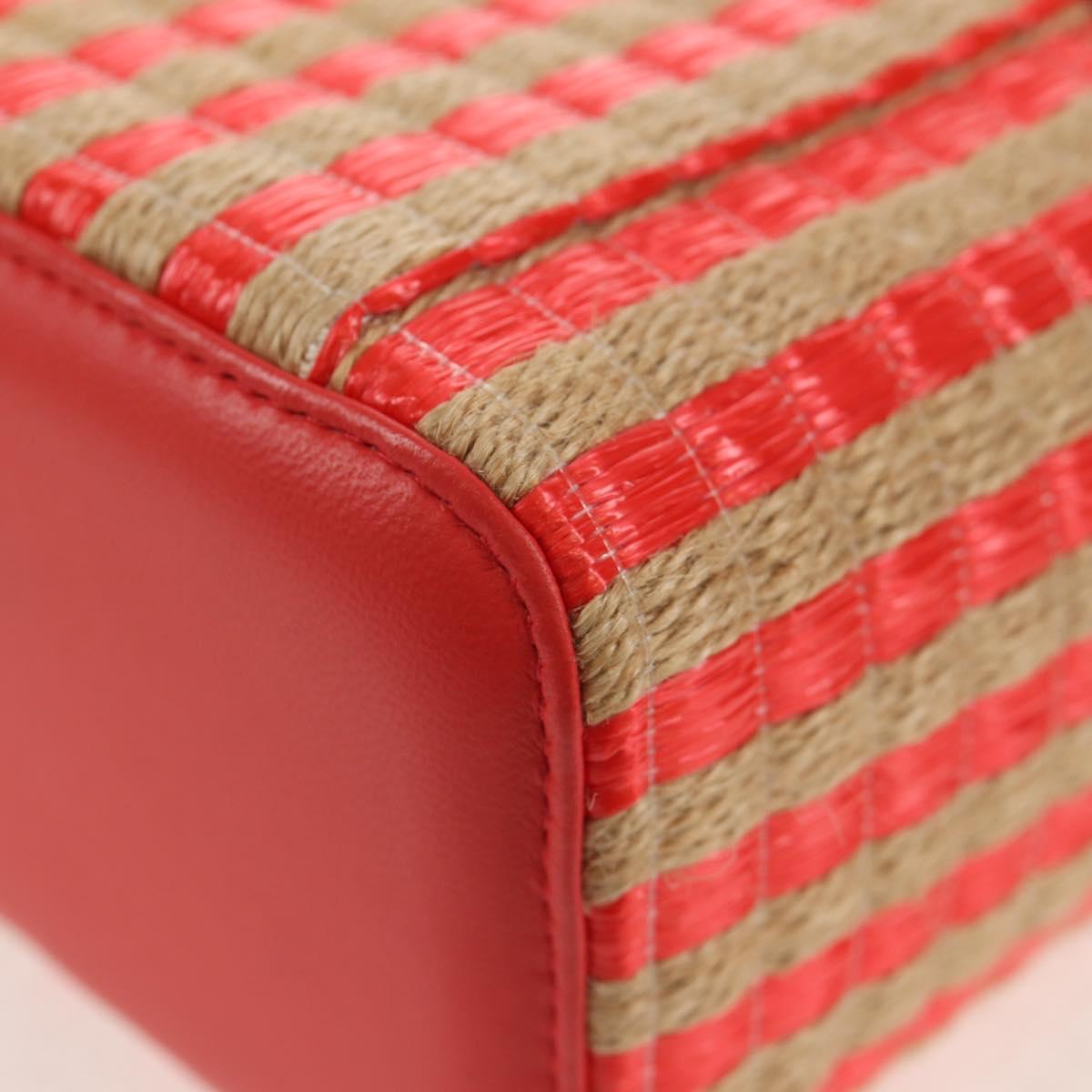 CHANEL Chain Shoulder Bag Raffia Beige Gold CC Auth 143661SAM