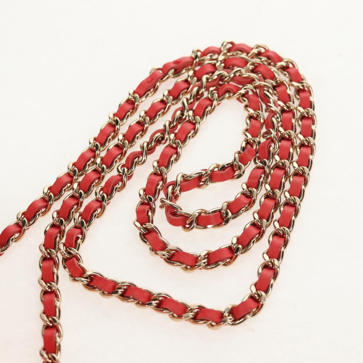 CHANEL Chain Shoulder Bag Raffia Beige Gold CC Auth 143661SAM