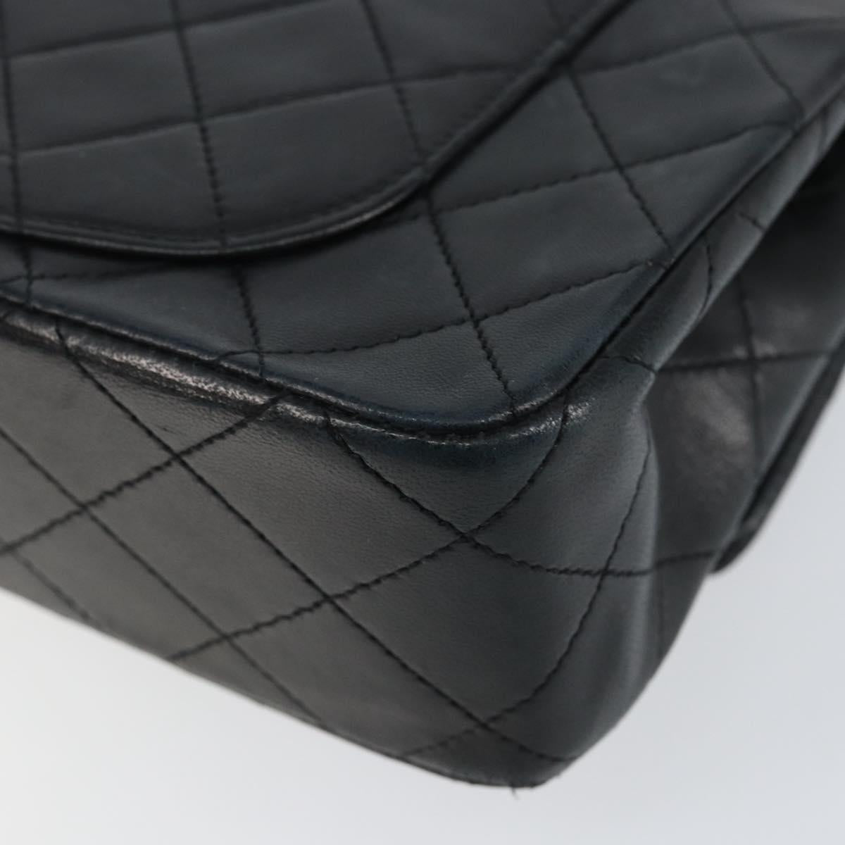 CHANEL Matelasse 23 Chain Shoulder Bag Lamb Skin Black Gold CC Auth 143662AV