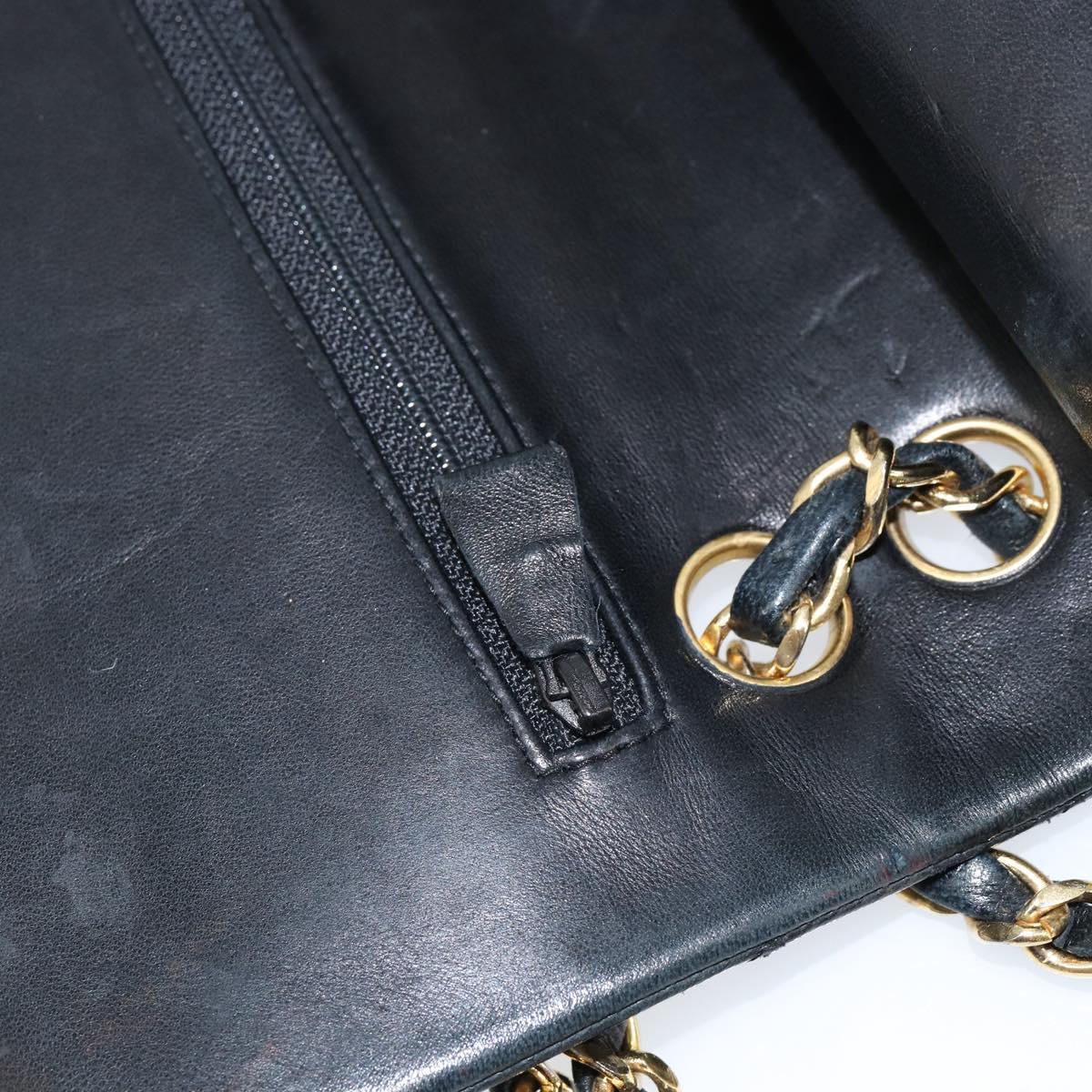 CHANEL Matelasse 23 Chain Shoulder Bag Lamb Skin Black Gold CC Auth 143662AV
