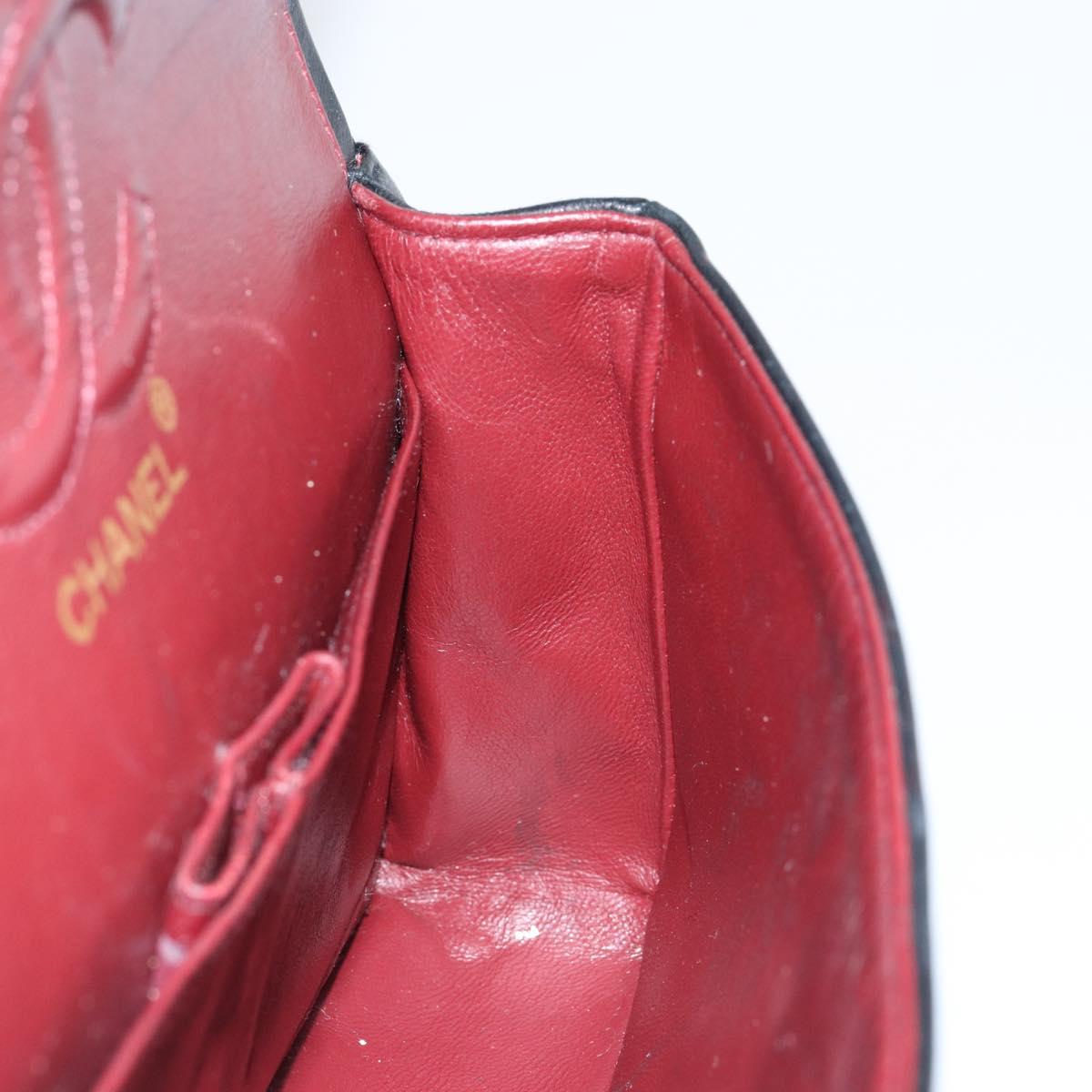 CHANEL Matelasse 23 Chain Shoulder Bag Lamb Skin Black Gold CC Auth 143662AV