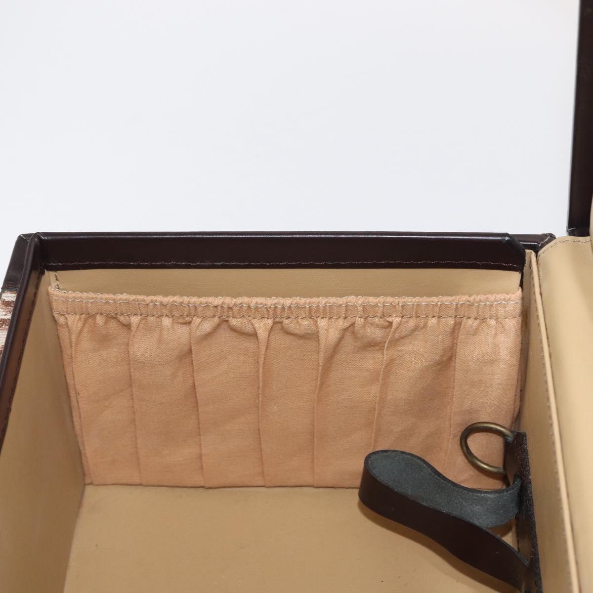 Christian Dior Trotter Canvas Vanity Hand Bag Beige Gold Auth 143663V