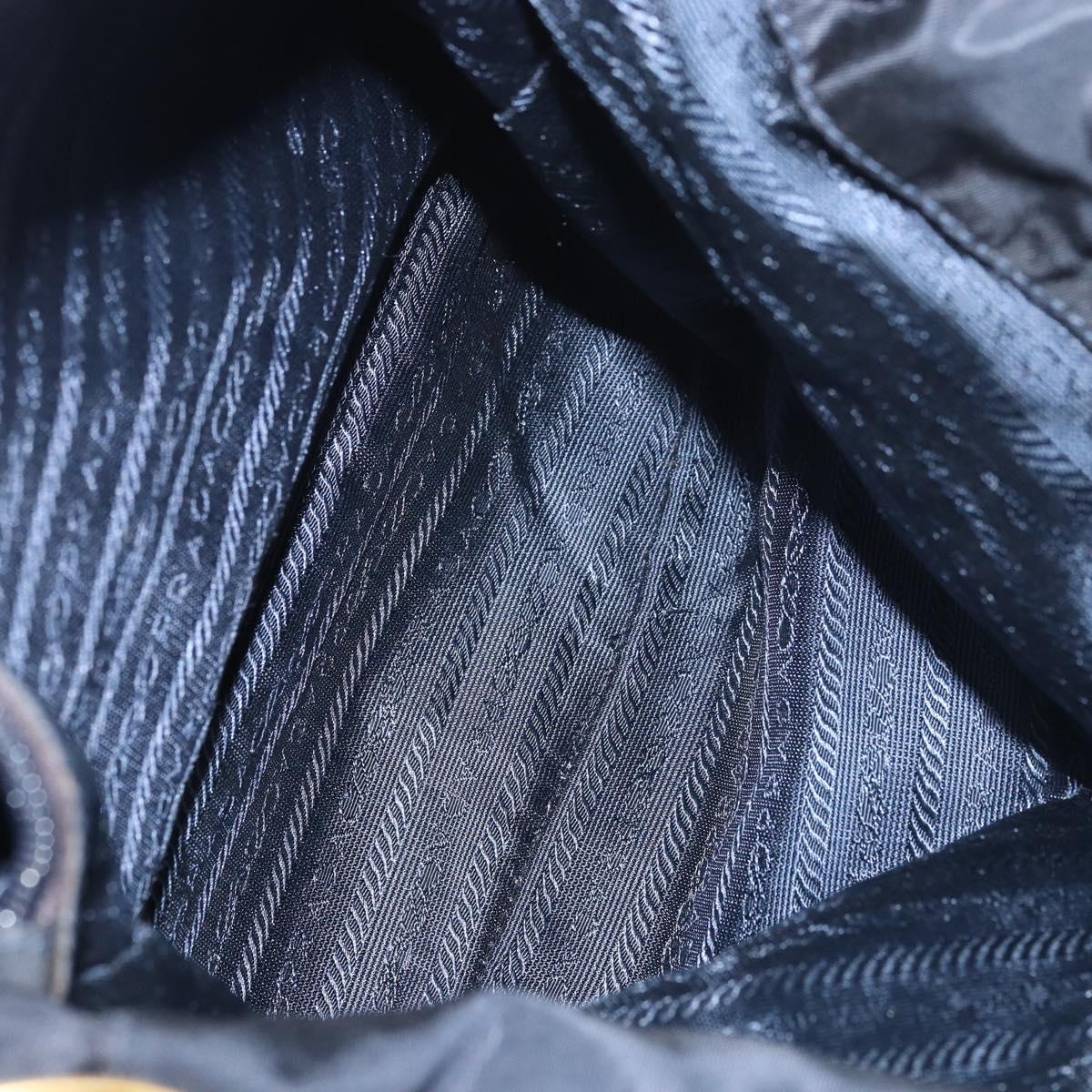 PRADA Shoulder Bag Nylon Navy Gold Auth 143666