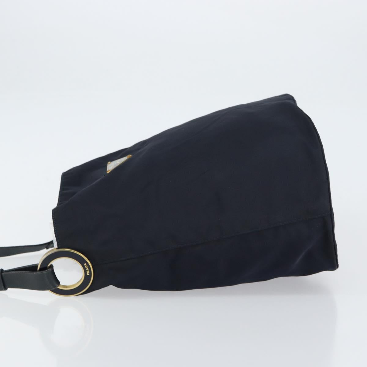 PRADA Shoulder Bag Nylon Navy Gold Auth 143666