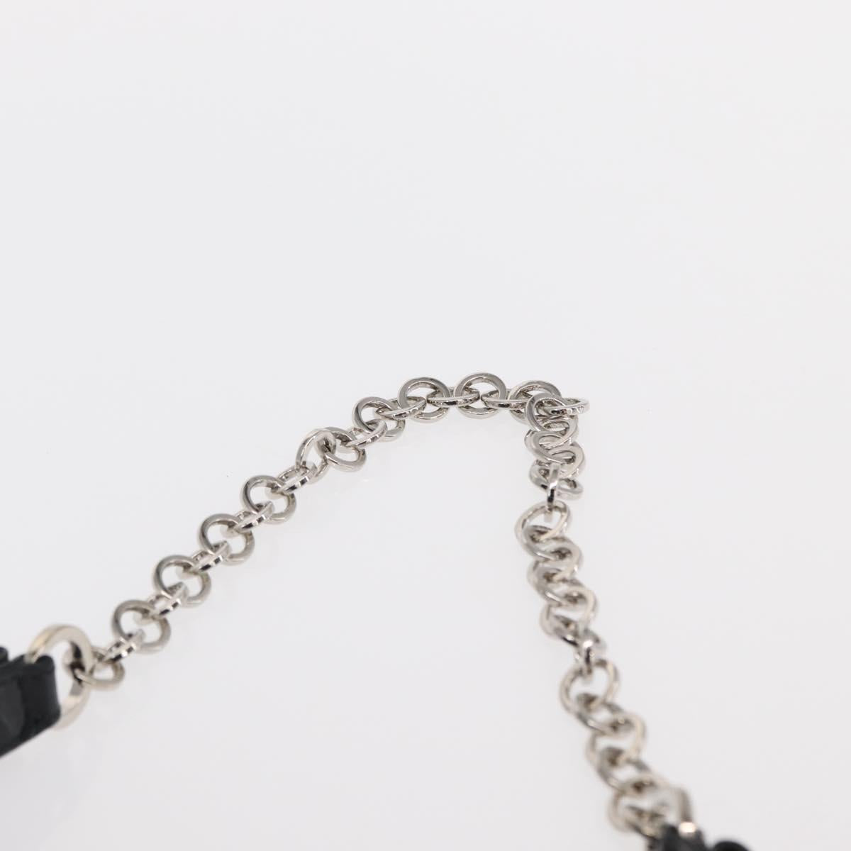 Salvatore Ferragamo Chain Gancini Shoulder Bag Enamel Black Silver Auth 143669