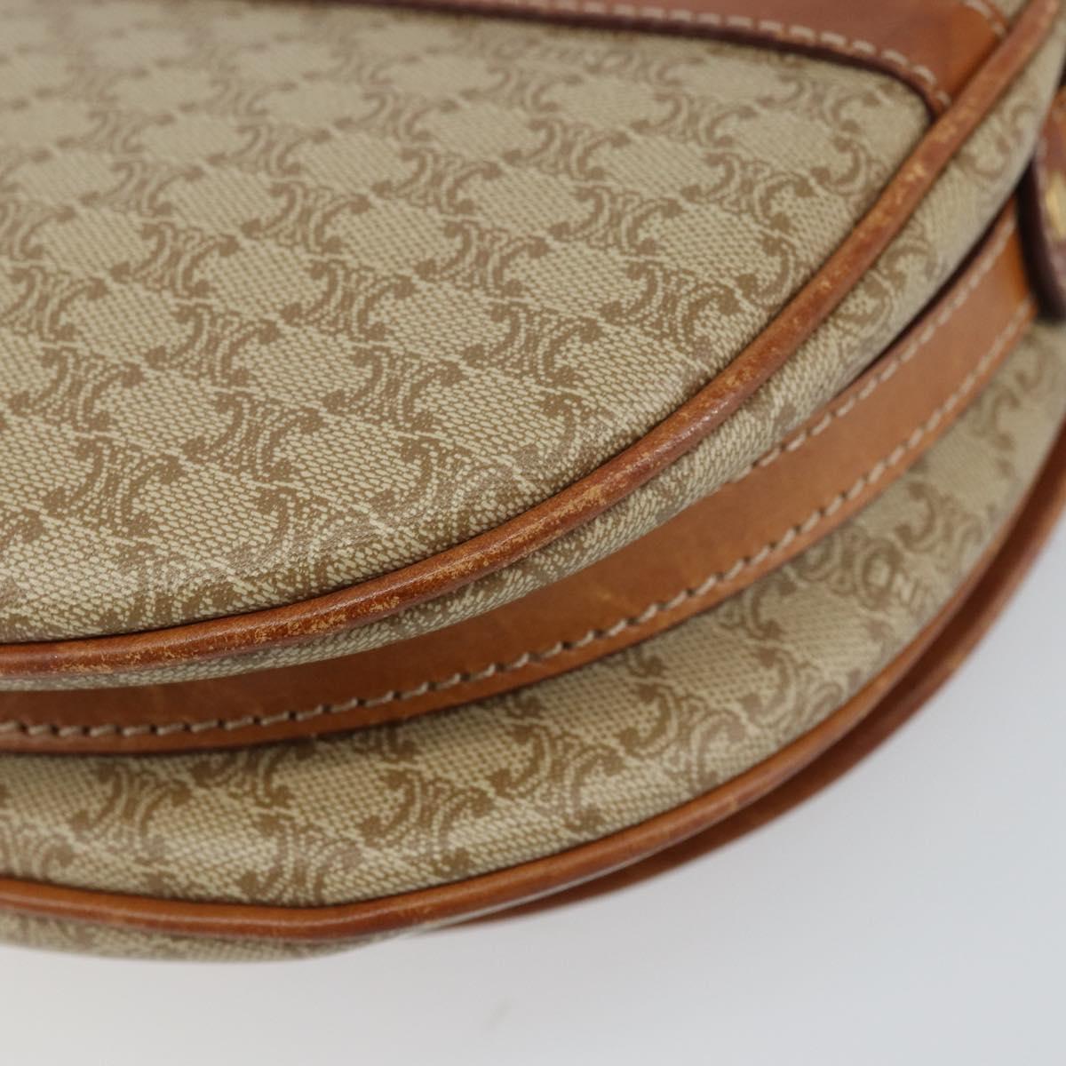 CELINE Macadam Canvas Shoulder Bag PVC Beige Gold Auth 143671