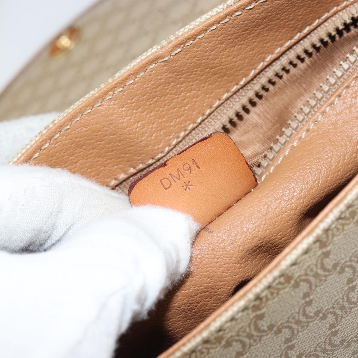 CELINE Macadam Canvas Shoulder Bag PVC Beige Gold Auth 143671