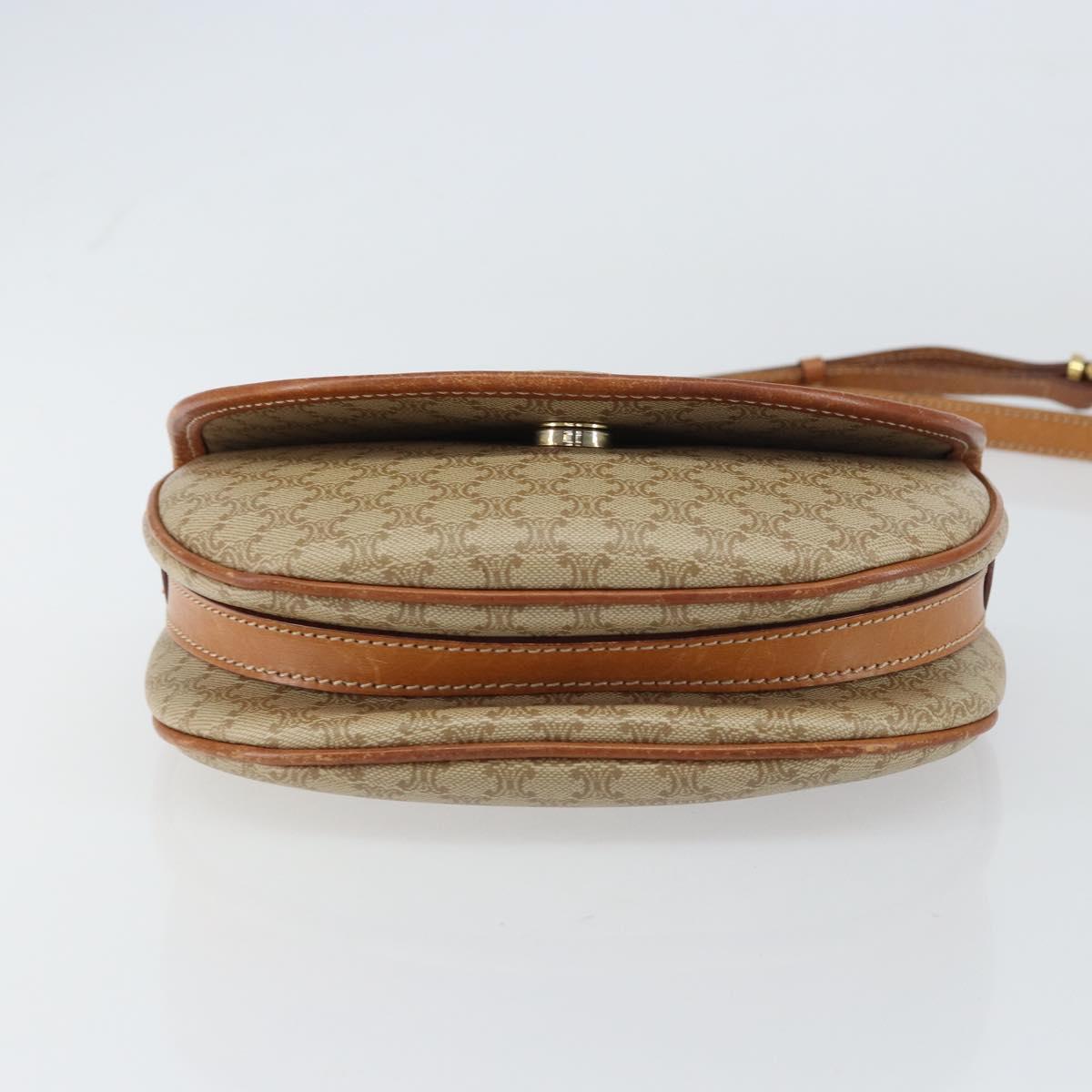 CELINE Macadam Canvas Shoulder Bag PVC Beige Gold Auth 143671