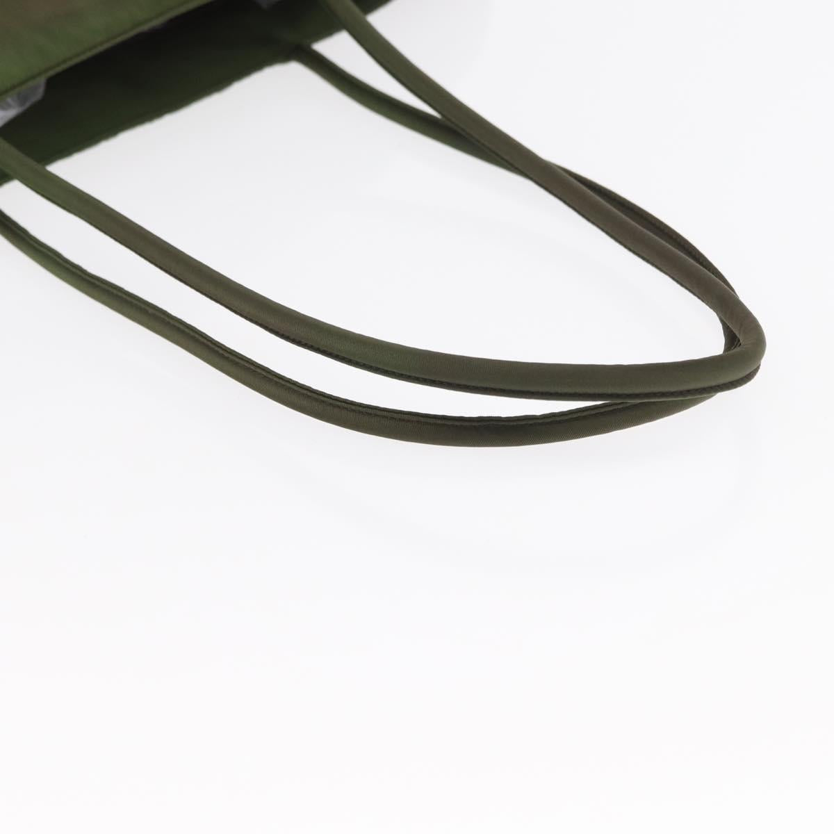 PRADA Shoulder Bag Nylon Khaki Silver Auth 143672