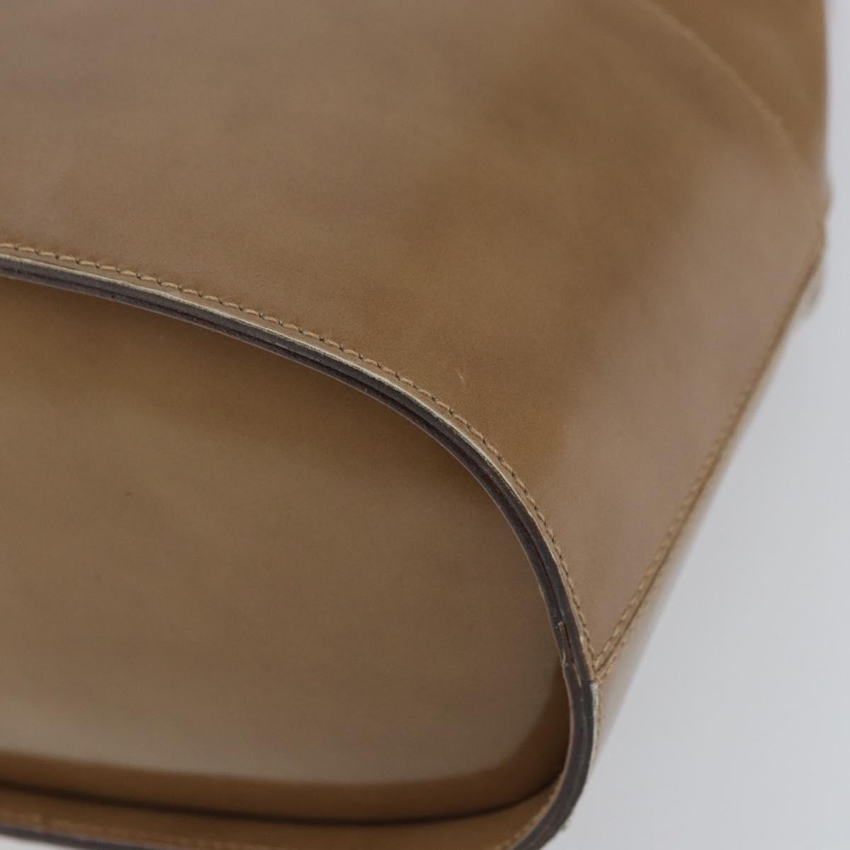 Salvatore Ferragamo Chain Shoulder Bag Enamel Beige Gold Auth 143680