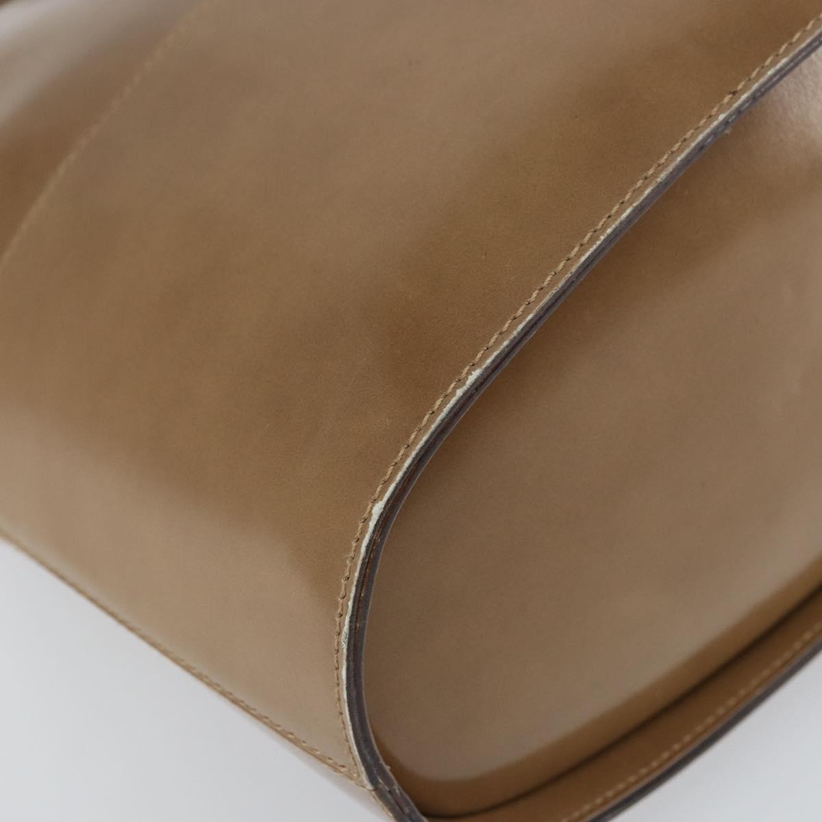 Salvatore Ferragamo Chain Shoulder Bag Enamel Beige Gold Auth 143680