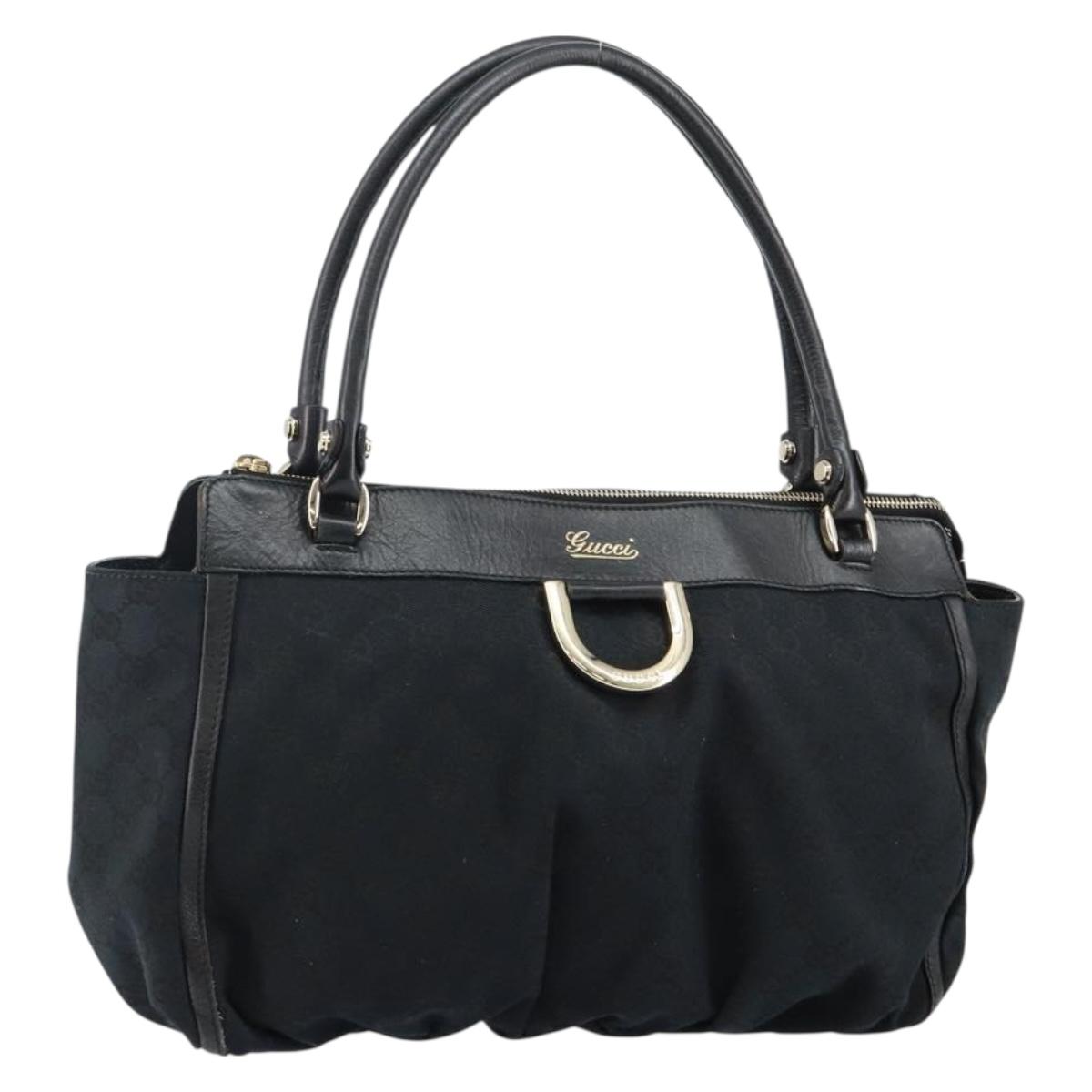 GUCCI GG Canvas Abbey Tote Bag Black Gold 189831 Auth 143716V