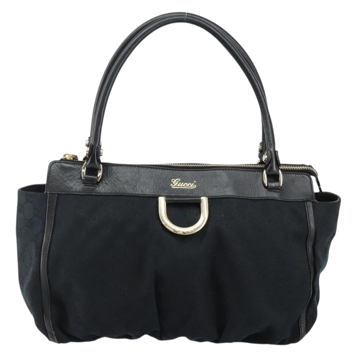 GUCCI GG Canvas Abbey Tote Bag Black Gold 189831 Auth 143716V