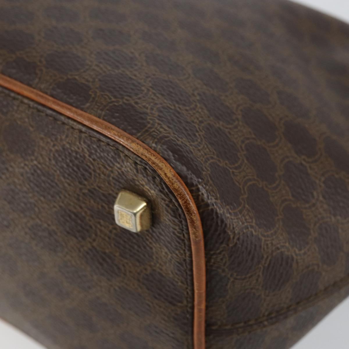 CELINE Macadam Canvas Hand Bag PVC Leather Brown Gold Auth 143725