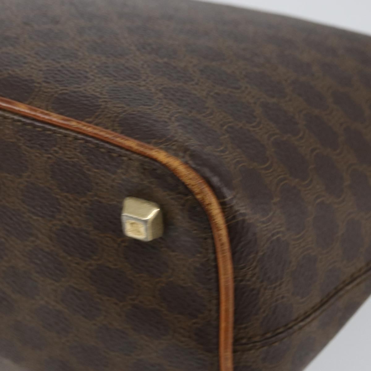 CELINE Macadam Canvas Hand Bag PVC Leather Brown Gold Auth 143725