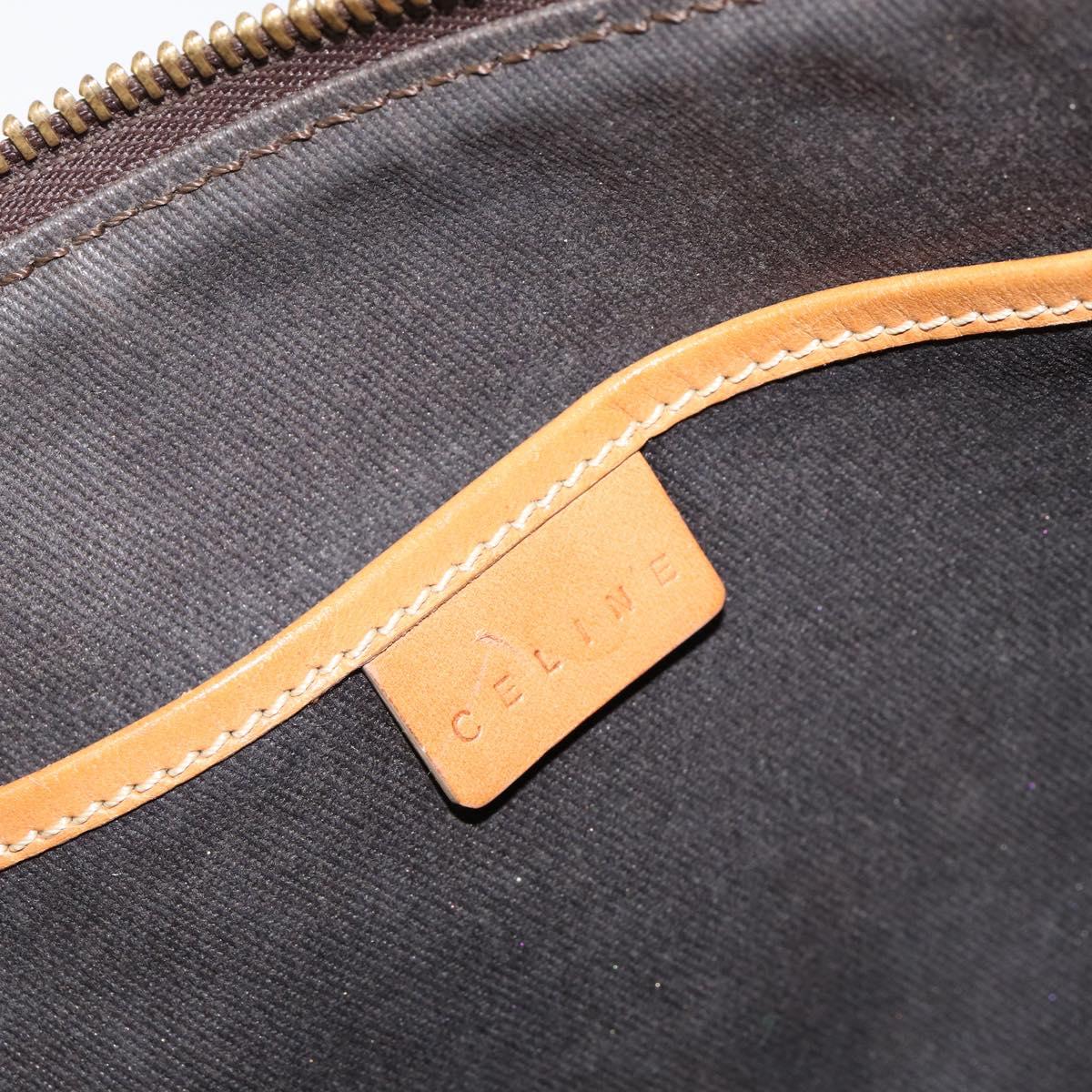 CELINE Macadam Canvas Hand Bag PVC Leather Brown Gold Auth 143725