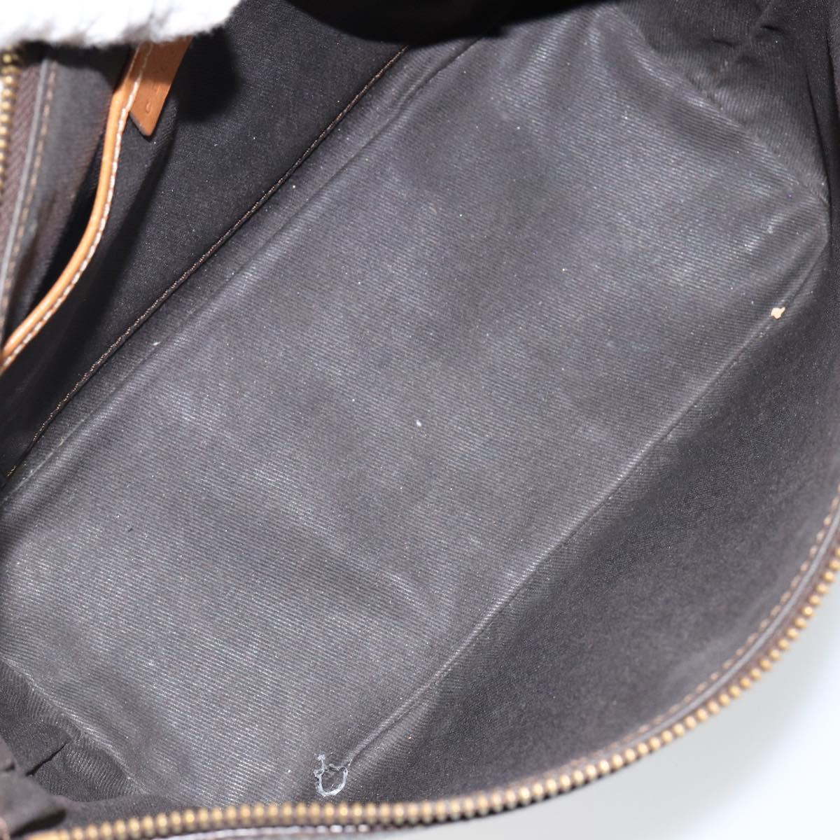 CELINE Macadam Canvas Hand Bag PVC Leather Brown Gold Auth 143725