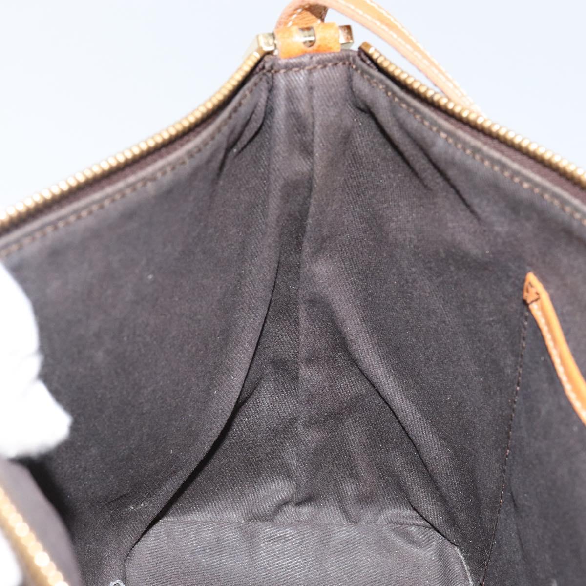 CELINE Macadam Canvas Hand Bag PVC Leather Brown Gold Auth 143725