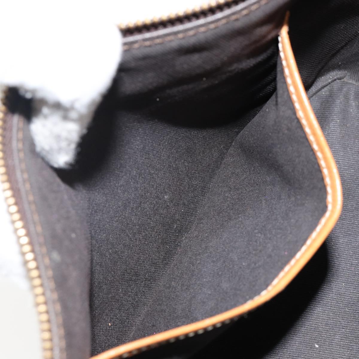 CELINE Macadam Canvas Hand Bag PVC Leather Brown Gold Auth 143725