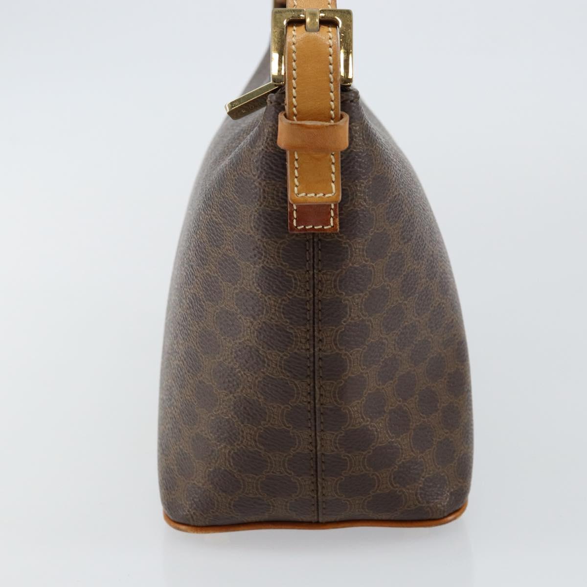 CELINE Macadam Canvas Hand Bag PVC Leather Brown Gold Auth 143725