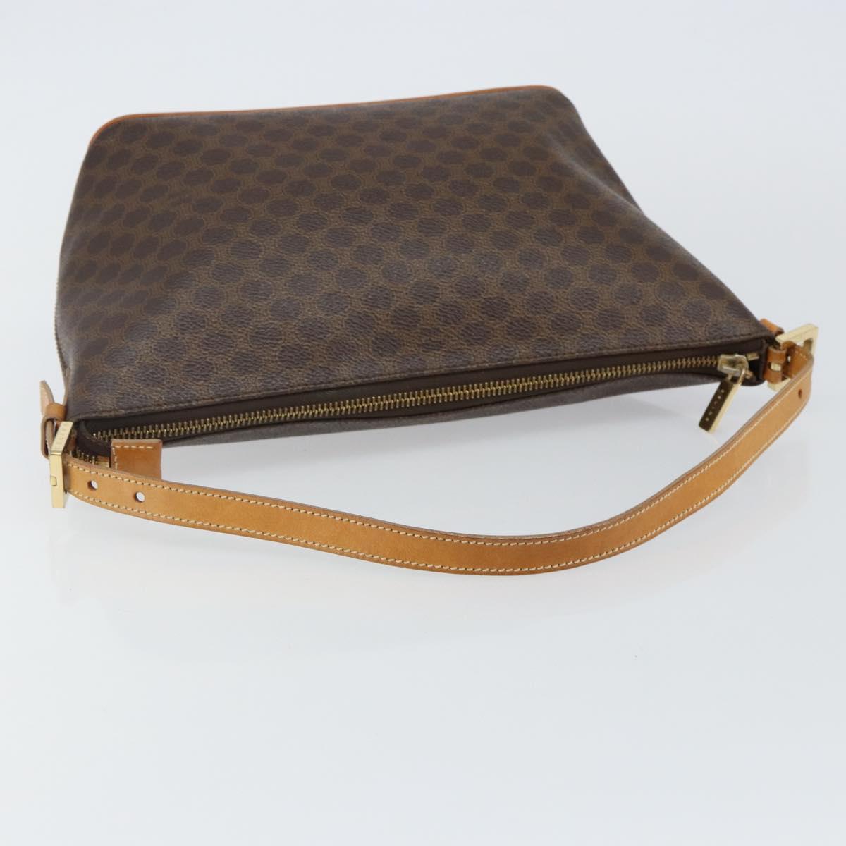 CELINE Macadam Canvas Hand Bag PVC Leather Brown Gold Auth 143725