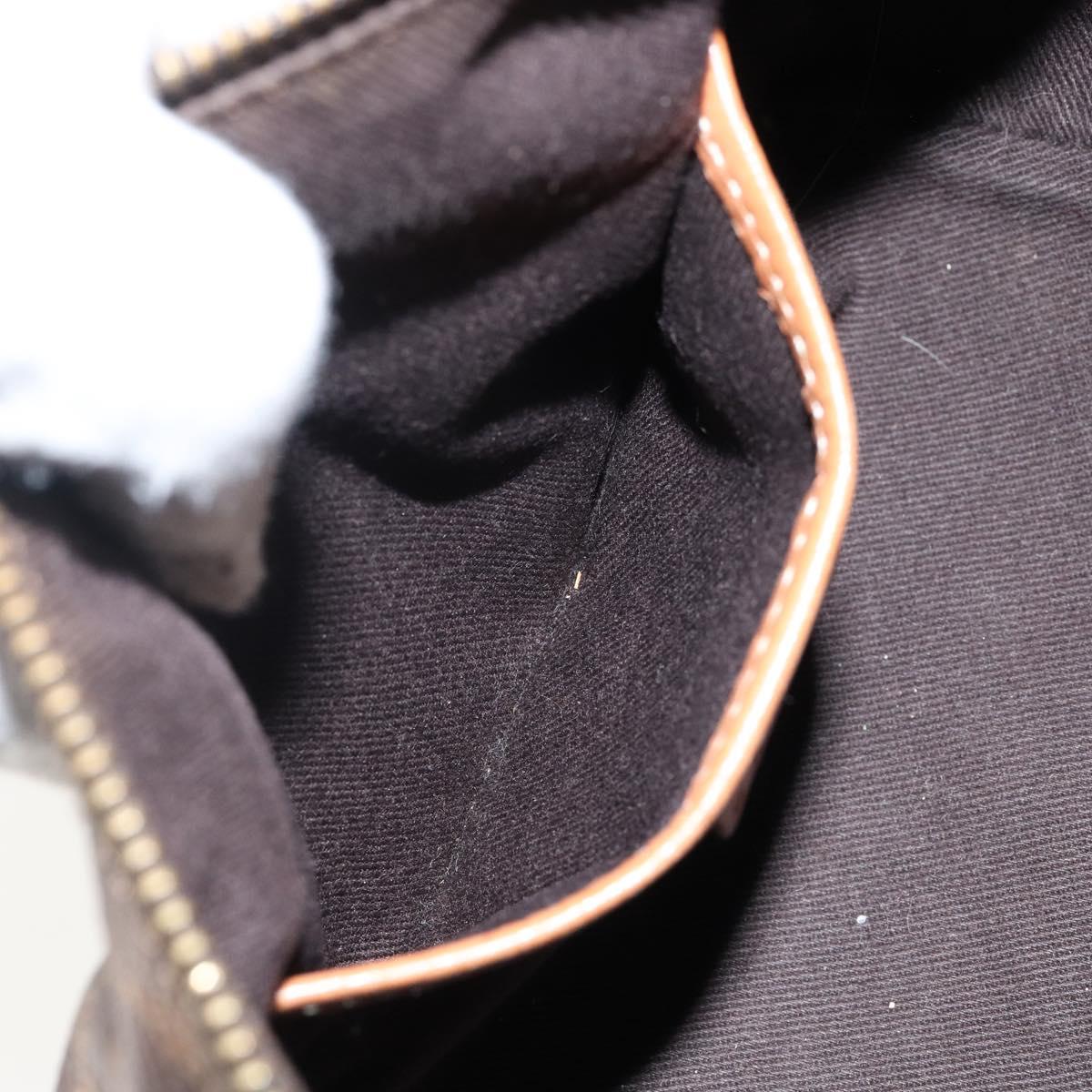 CELINE Macadam Canvas Hand Bag PVC Leather Brown Gold Auth 143726