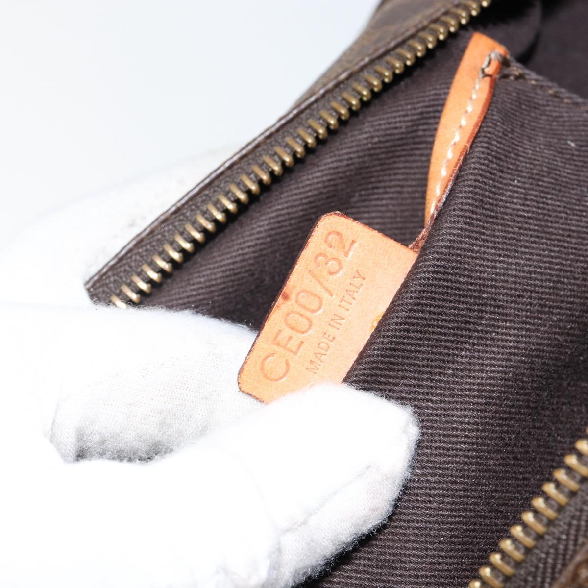 CELINE Macadam Canvas Hand Bag PVC Leather Brown Gold Auth 143726